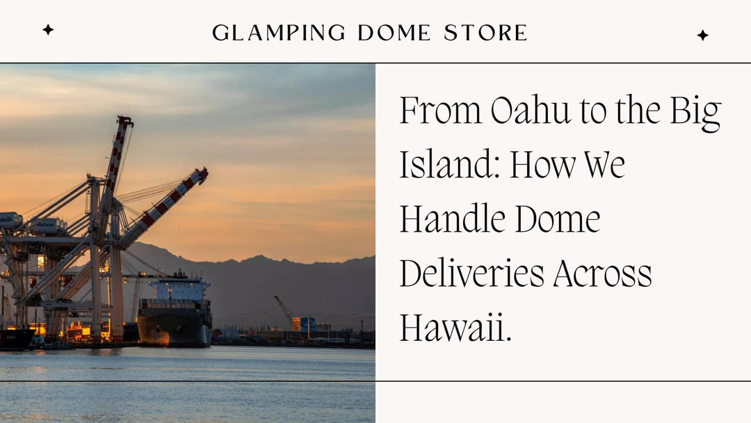 See how our team moves geodesic dome tents between islands: from port arrival to final setup.