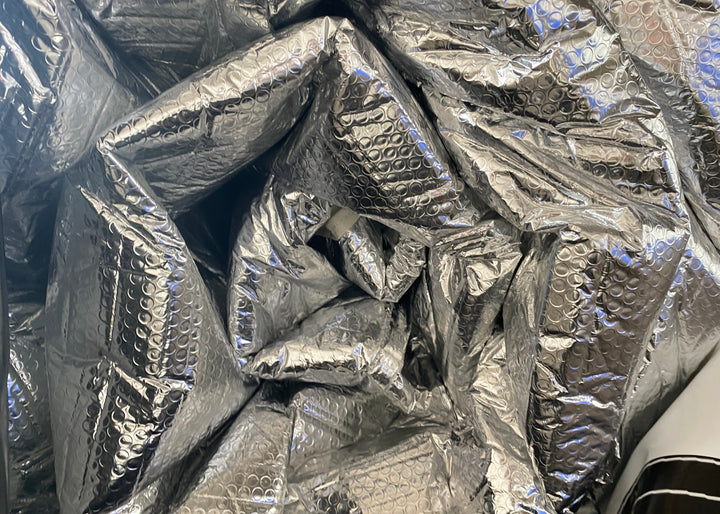 Close-up of bubble reflective insulation with a textured pattern for glamping dome tent