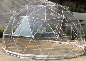 small zip up door transparent geodesic tent