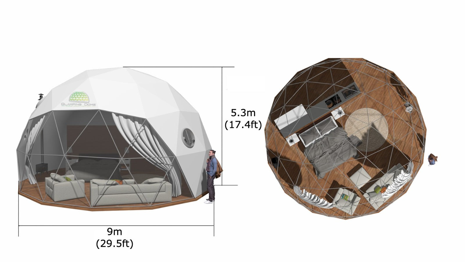 9m 29ft 30ft geodesic dome tent