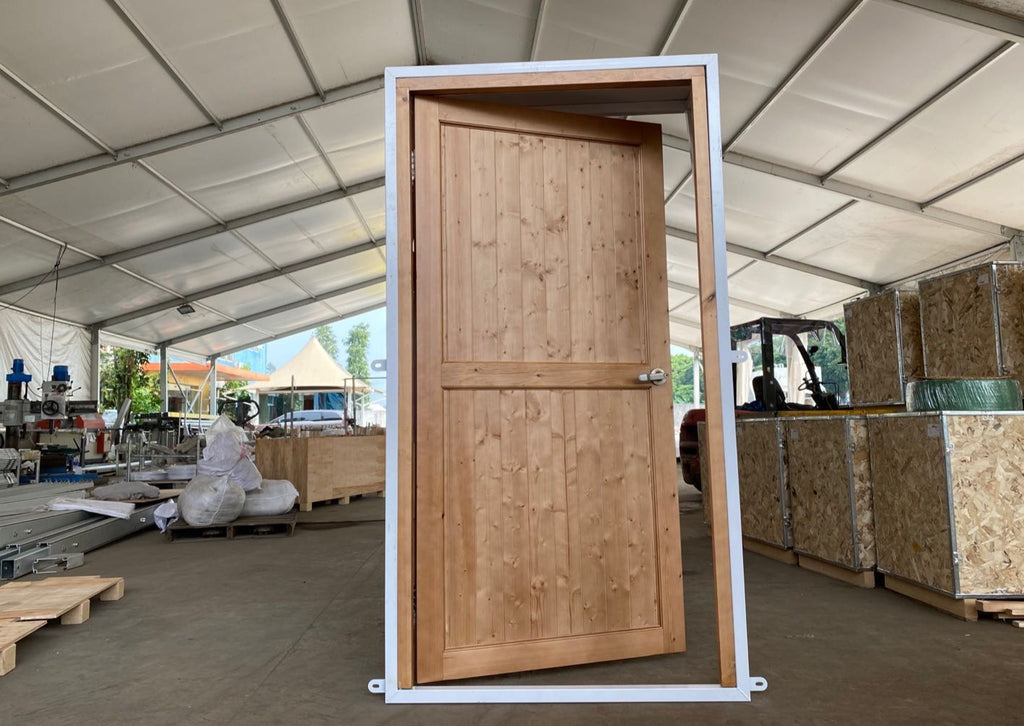 Wooden door with frame (Nutty Pine) - Glamping Dome Store